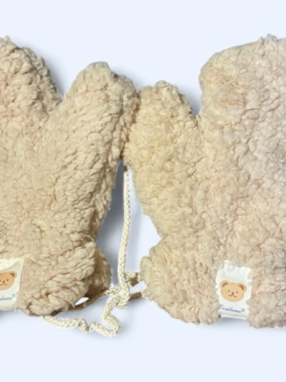 Cozy Teddy Fleece Mittens - Cream